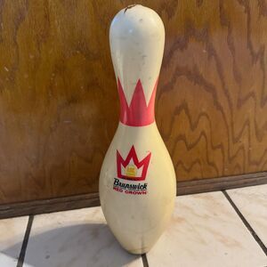 Vintage Brunswick ABC Red Crown Bowling Pin: Mid-Century Sports Decor